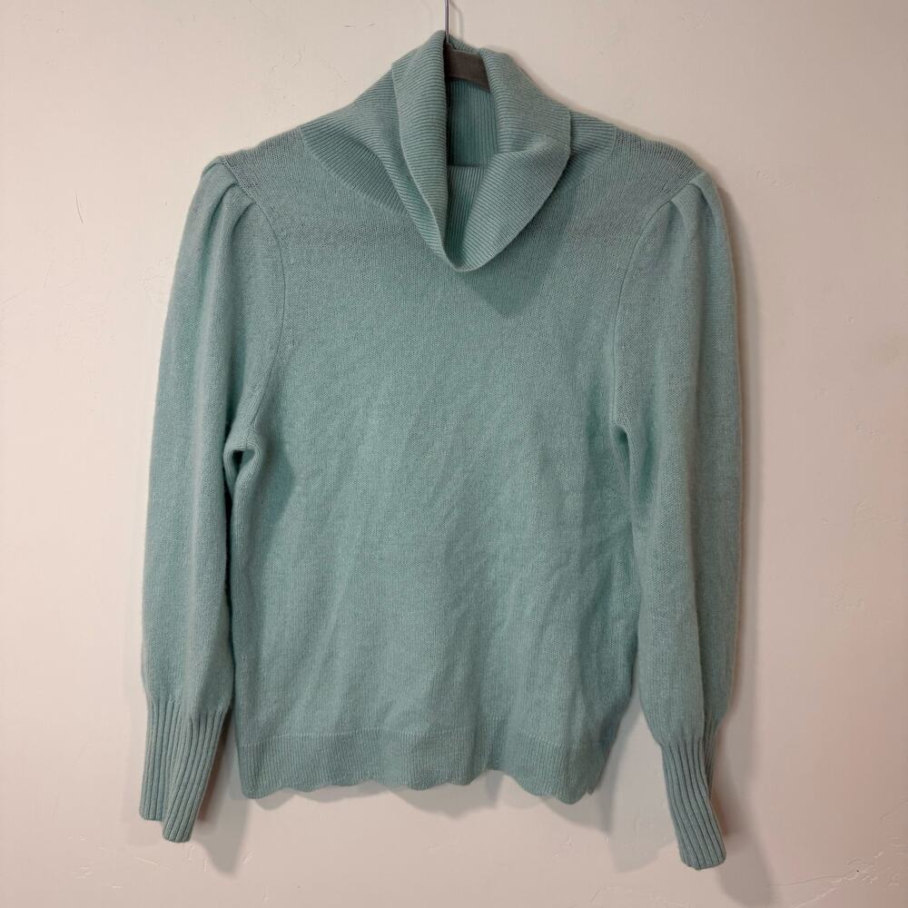 White + Warren Women's Cashmere Sweater Turtleneck‎ Blue Small
